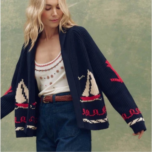 THE GREAT. Sweaters - The Great. The Sailboat Lodge Cardigan in navy. Size 1.
